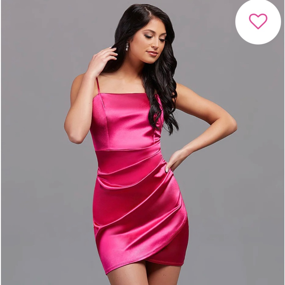 Fuchsia Pink Short Satin Homecoming Dress